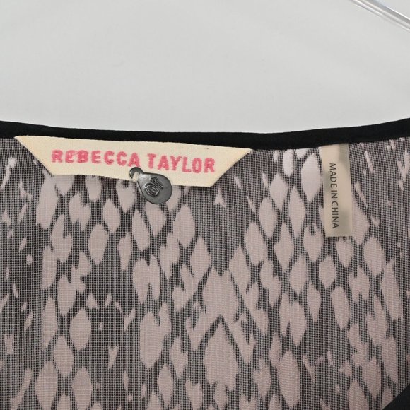 REBECCA TAYLOR Womens 100% Silk Velvet Snake Print Burnout Dolman Black Size 10 - Picture 8 of 9